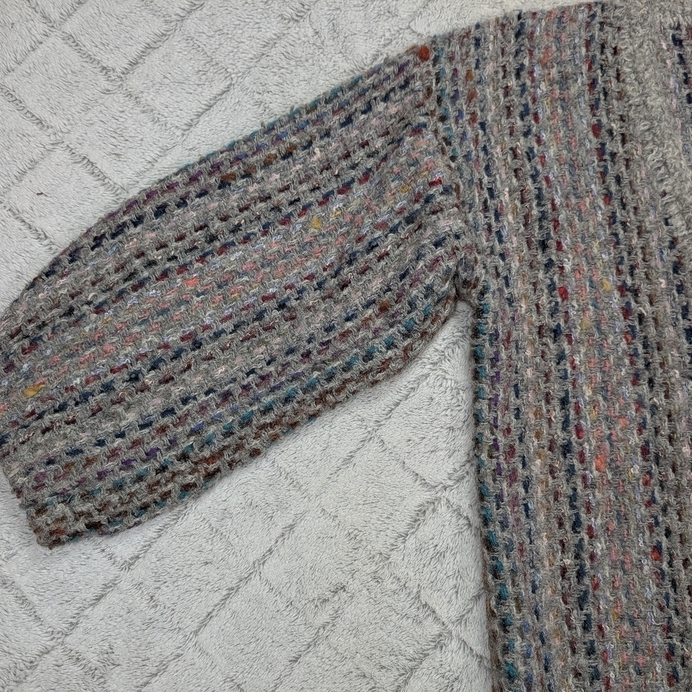 VTG Sinfully Original Sweater Womens L Gray Multi Knit Wool Chunky Cardigan Boho - Picture 4 of 7
